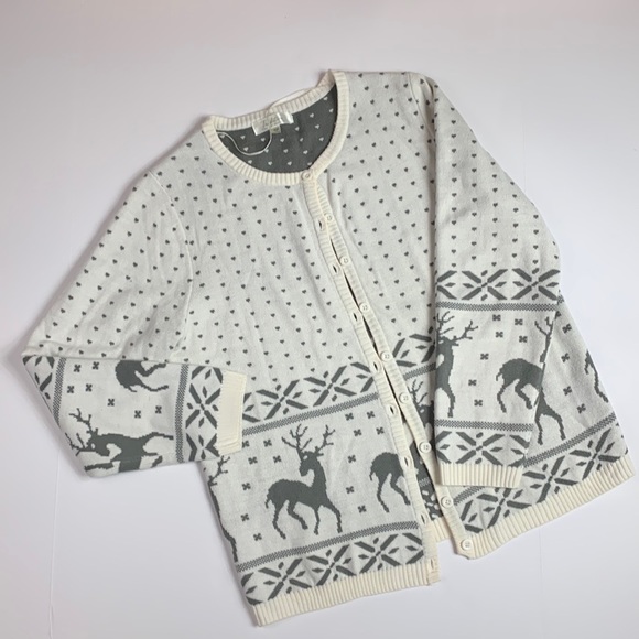 Reindeer Cardigan Double Thick - Christmas Sweater - Picture 2 of 4